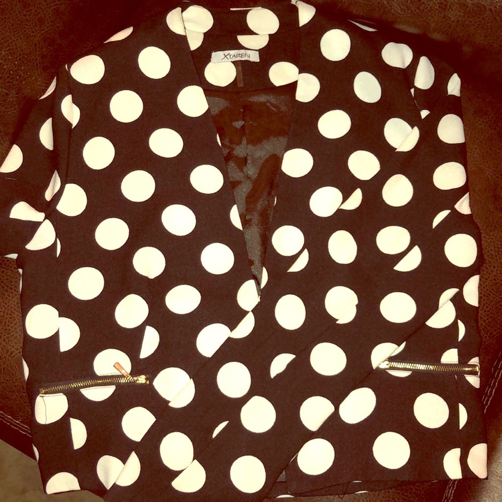 Black and white polka dot blazer